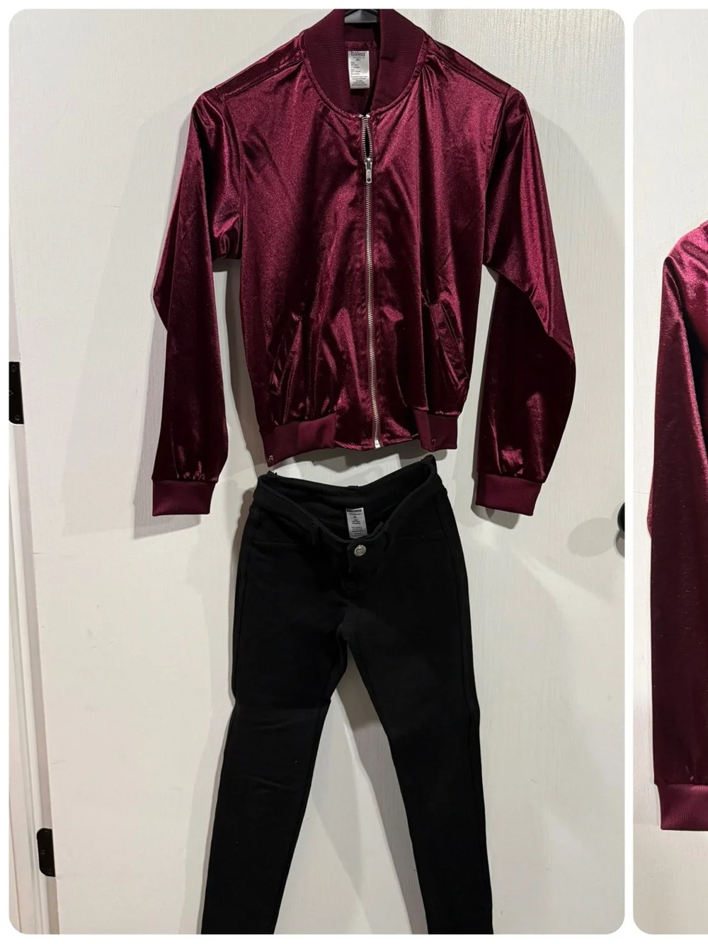 Balerea Girls' Burgundy Satin Bomber Jacket